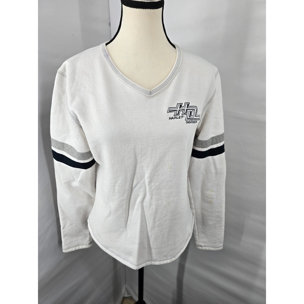Harley-Davidson Womens XL White Long Sleeve V-Neck Pullover Winston-Salem NC